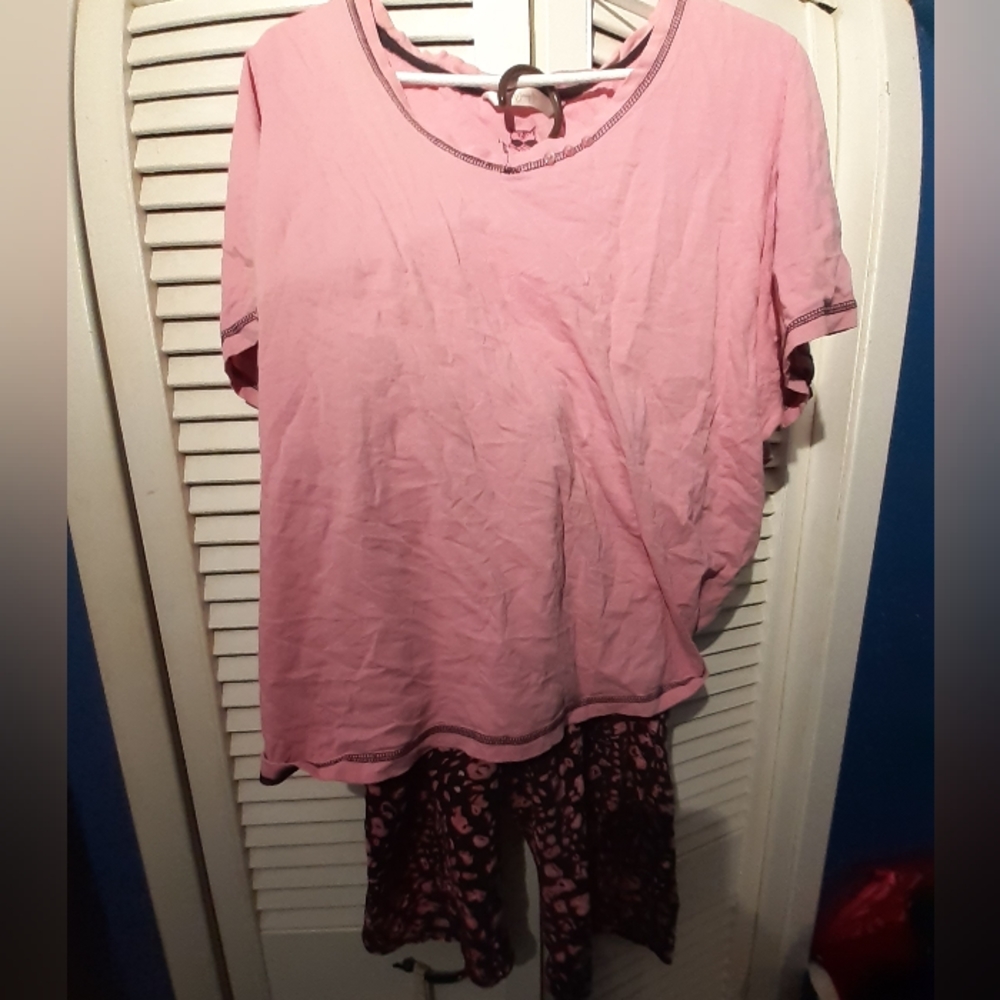 Pink Leopard Print Pajama Set